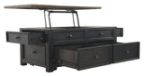 Signature Design by Ashley Tyler Creek Rustic Farmhouse Lift Top Coffee Table with Drawers, Brown & Black Signature Design by Ashley
