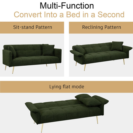 Convertible Double Futon Sofa Bed With Folding Armrests For Living Rooms HouseOfZazla