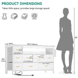 YITAHOME Dresser TV Stand for 55'', 9 Drawer Dresser with Power Outlet, Wide White Drawer with Metal Handle and PU Finish YITAHOME