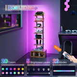 CHOEZON 8-Tier Bookshelf, LED Bookcase with Semi-Open Bottom, Small Space Standing Shelf with Lights, Corner Storage Stand, for Living Room, Home Office, Bedroom, Rustic Brown TSJ08DBF CHOEZON