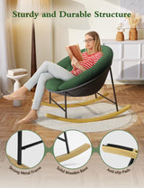 Kidirect Saucer Rocking Chair Nursery, Modern Upholstered Nursery Rocking Chairs and Round Comfy Chair with Cozy Cushion, Comfy Papasan Nursing Chairs for Reading, Fits Living Room &Bedroom &Classroom Kidirect