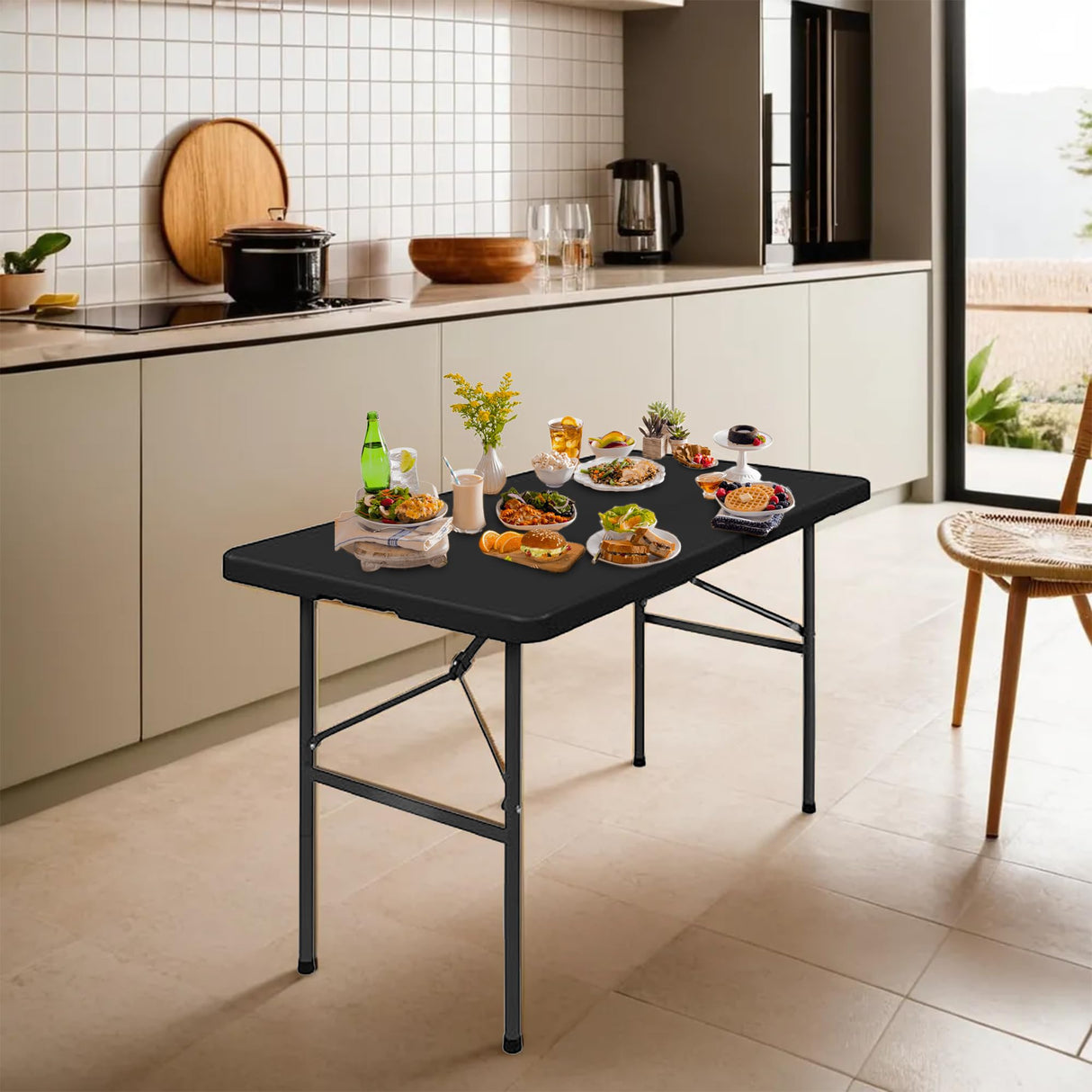 SIMPLI-MAGIC 79582 Foldable Table, 4 Feet, Black SIMPLI-MAGIC