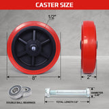 8 Inch Industrial Casters Set of 4, Polyurethane on Polyolefin Core Wheel with Double Roller Bearing- Solid Polyurethane Wheel with 6000 lbs Capacity, Use for Handling, Industrial Trolleys ZDNEY