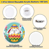 Happizza 1.97 Inch Button Maker DIY Clear Button Pins 50 Pack, Acrylic Button Making Kit, Make Your Own Buttons, Picture Photo Buttons for School Crafts Supplies, Blank Button Pins with Round Paper Happizza