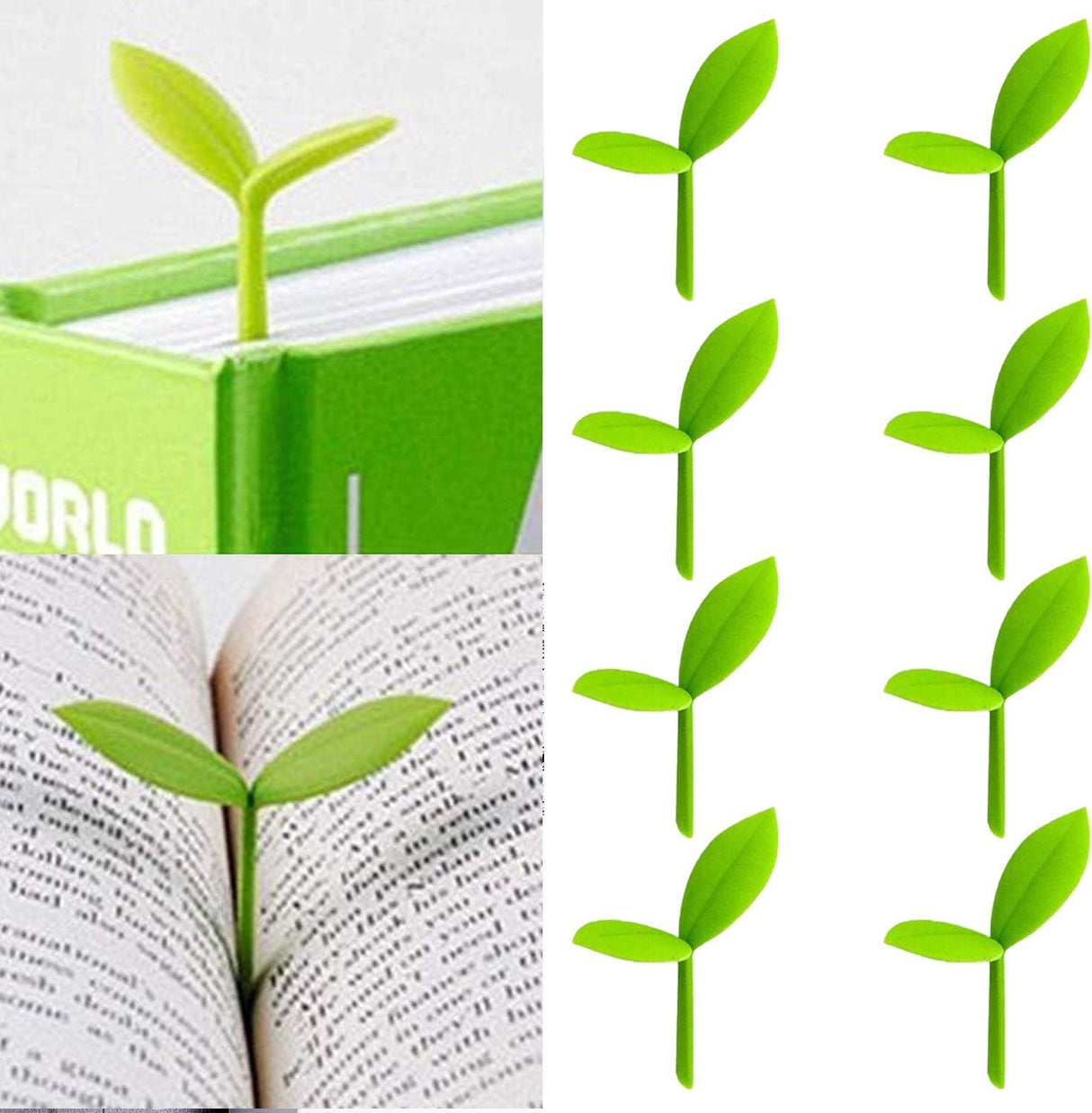 YKING Sprout Little Green Bookmarks Silicone Grass Buds Creative Green Bookmarks, Gifts for Book Lovers Reading, Set of 8 Heetobcos
