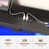 Rolanstar Queen Bed Frame with Headboard, LED Bed with Bookcase Storage and Charging Station, Metal Platform Bed with Glass Shelves, No Box Spring Needed, Noise-Free, Black Rolanstar