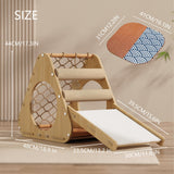 Wooden Cat Tree Tower for Indoor Cats, Scratching Post, Modern Cat Tree Cat Condo, Double-Sided Mat, Ladder with Anti-Scratch Pads, Climbing Web Compact Design (Normal) KWOJU