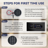 DASHEENCO 0.5 Cuft Steel Security Safe, Lock Box with Electronic Keypad & Emergency Keys, Anti-Theft Home Safe Box for Cash, Documents, Handguns, Jewelry, Black DASHEENCO