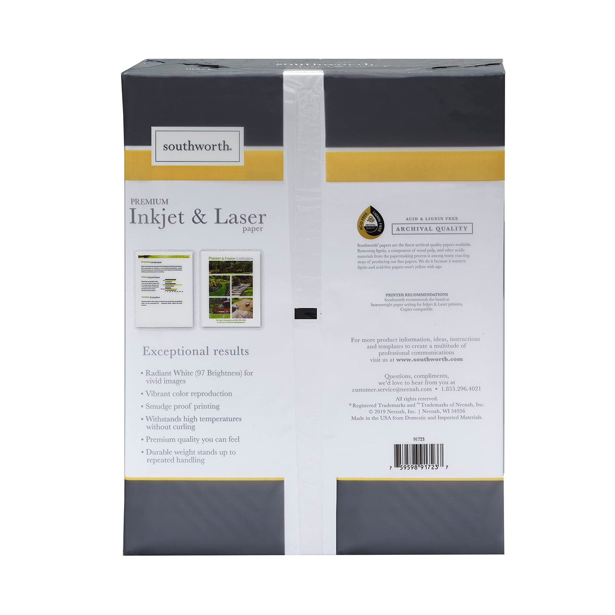 Southworth Inkjet & Laser Printer Paper, 8.5" x 11", 28 lb., Radiant White, 550 Sheets (91723-01) Southworth