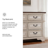 Signature Design By Ashley Realyn French Country Youth 6 Drawer Dresser, Chipped White & Brown Signature Design by Ashley