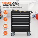DYneeds 7-Drawer Rolling Tool Chest, Tool Box with Wheels and Drawers, High Capacity Detachable Mobile Tool Storage Cabinet for Workshop, Garage, Mechanics and Repair Room (Black) DYneeds