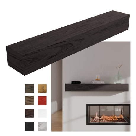 Pennsylvania Woodworks Fireplace Mantel, Handmade in The USA, Oak Wood Wall-Hanging Mantel Shelf, Farmhouse Wall Shelf Design, Easy to Mount and Heavy Duty, 60 in, Large, Midnight Black Pennsylvania Woodworks