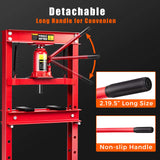 Goplus 12 Ton Hydraulic Shop Floor Press, Steel H-Frame Shop Press with Steel Plates Adjustable Working Table, Floor Stand Jack for Gears and Bearings Goplus