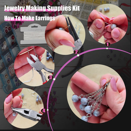 MONVICT Jewelry Making Supplies Kit with Jewelry Making Tools, Findings, Necklace Chain, Jewelry Wires, Adjustable Magnifier, Carry Bag, Meet All The Needs of Jewelry Making, Repair, Beading MONVICT