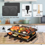 Raclette Table Grill, Indoor Grill Korean BBQ Grill Electric Griddle, 2 in 1 Electric Griddle Nonstick with 8 Raclette Cheese Pans Adjustable Temperature Control 1300W Ideal for Family and Party Fun TONZE
