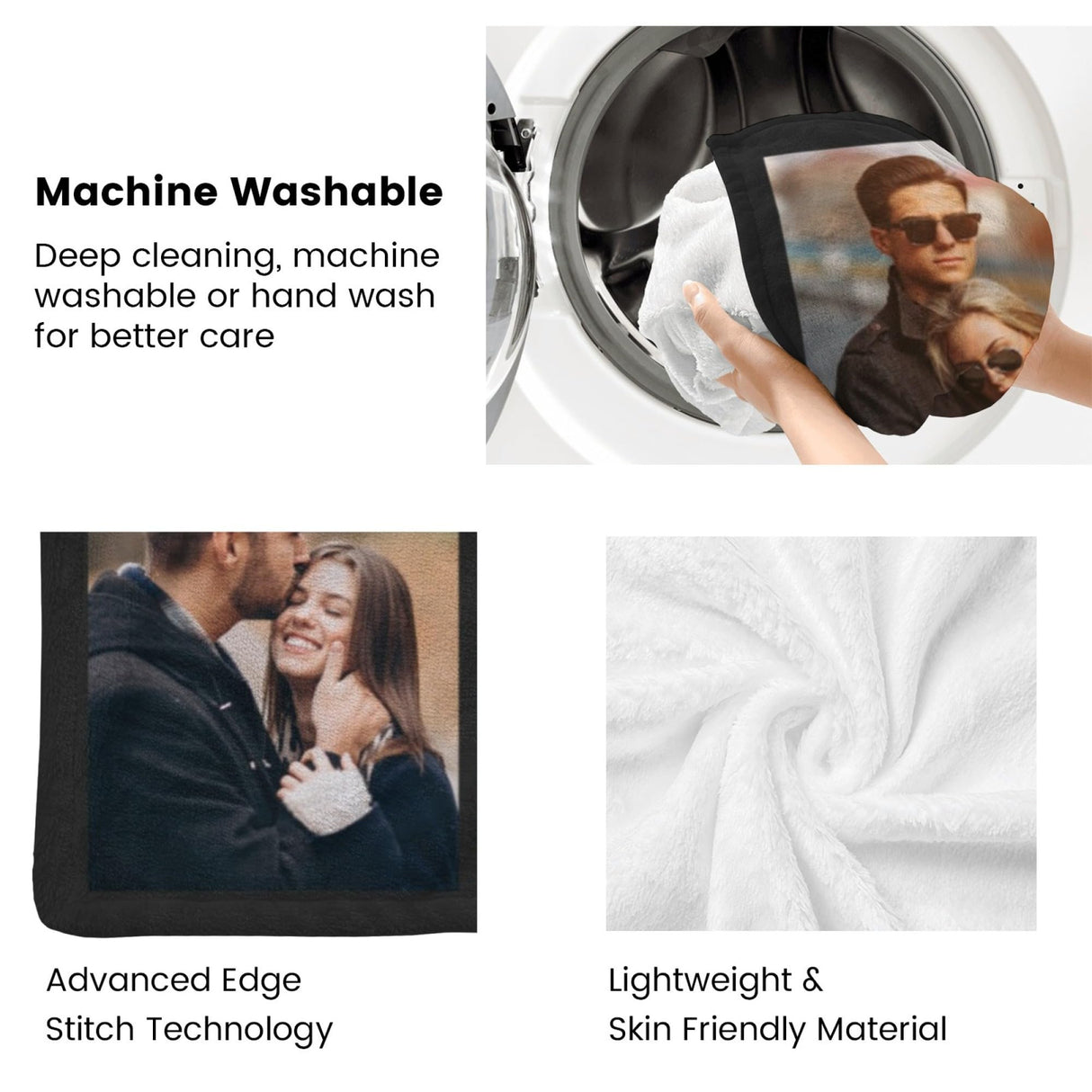 Custom Blanket with Picture Text Customized Blanket Thows Personalized Blanket Customizable Blanket Photo Blankets Customize Valentines Day Gifts for Mom Dad Couple Girlfriend Boyfriend Wife Husband Printwoo