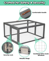 COZIWOW Chicken Coop Run Rabbit Hutch, Portable Chicken Cage Pens with Top & Side Opening Doors, Folding Wooden Chicken Coop, Outdoor Indoor Small Animal Playpen, Chicken Brooder Box, 45.3Inch (Grey) COZIWOW