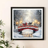 BOHADIY Diamond Art Kits for Adults, Christmas Winter Bridge Diamond Painting Kits for Beginner Round 5D Full Drill Snowy Forest Diamond Dots Crafts for Home Wall Decor Gifts 12x12 Inch BOHADIY