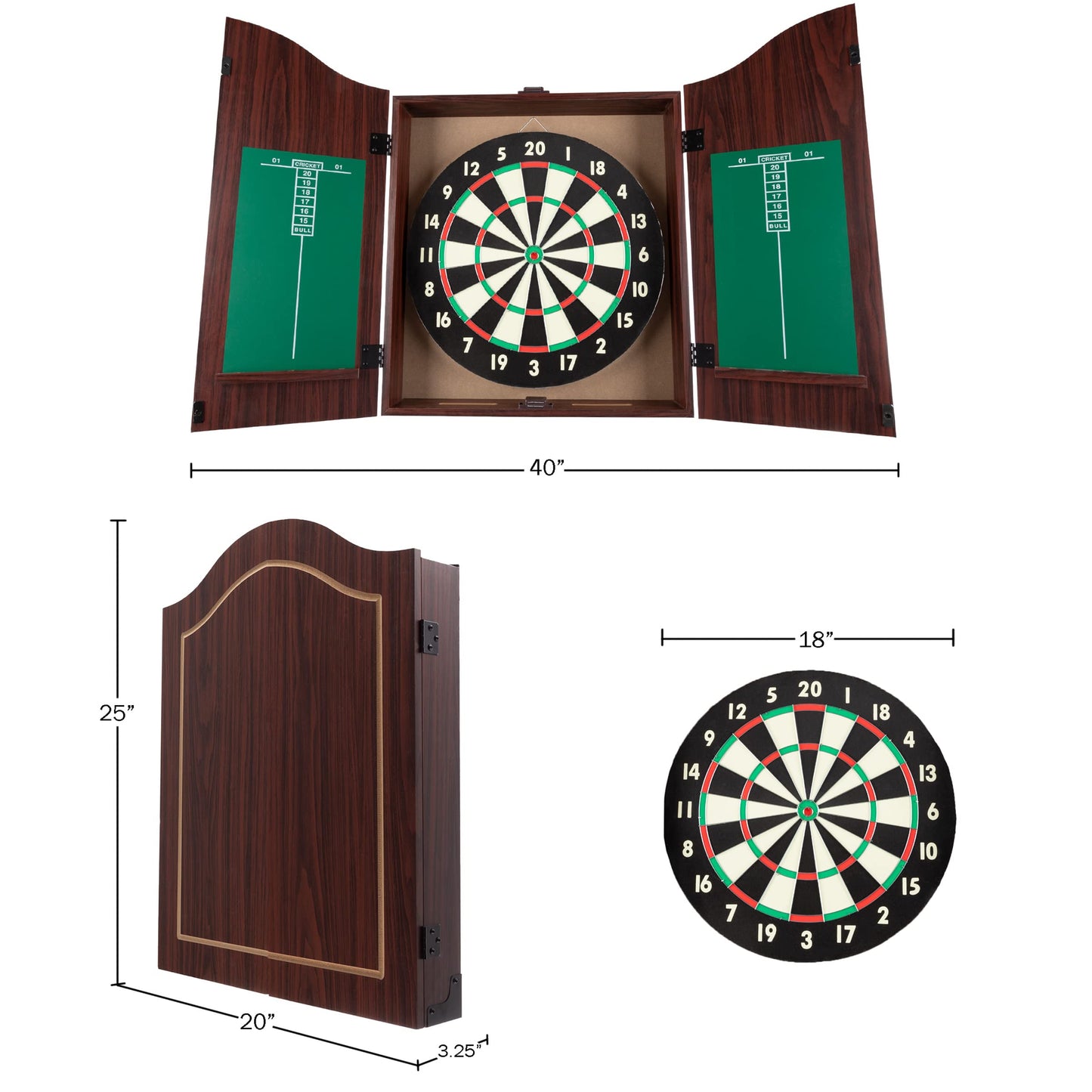 TG Dartboard Cabinet Set with Realistic Walnut Finish, brown, (15-DG910) - WoodArtSupply