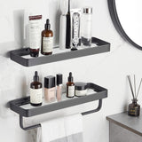 VOLPONE Bathroom Shelves Wall Mounted Glass Shelf for Floating Shelf Tempered Glass Shelves 2 Tier Bathroom Wall Organizer(Black) VOLPONE
