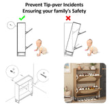 Maupvit Rattan Shoe Storage Cabinet with 2 Flip Drawers, Freestanding Shoe Organizer with Metal Legs for Entryway, Hidden Golden Handles, Narrow Shoe Rack Cabinet, Rustic Oak Rattan Maupvit