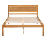 P PURLOVE Full Size Bed Frame,Solid Wood Platform Bed with Headboard,No Box Spring Needed,Oak P PURLOVE