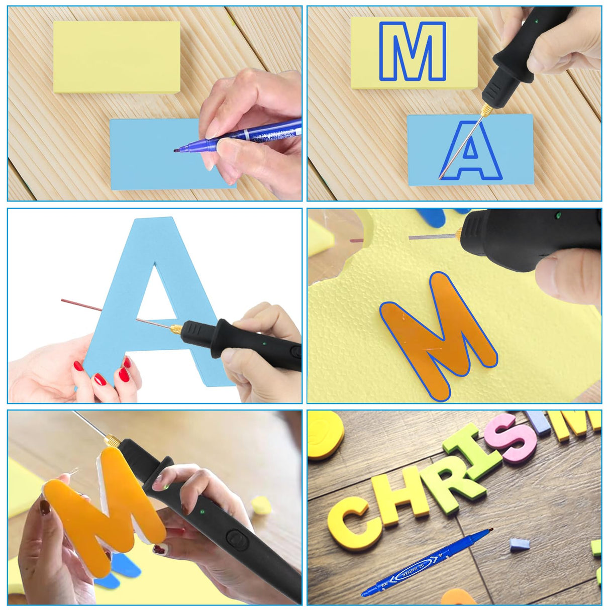 8 In 1 Foam Cutter Electric Cutting Machine Pen Tools Kit 100-240V /18W Hot Wire Foam Cutter Kit Styrofoam Cutting Pen For Polyethylene Eva Foam Carving Crafts Vanwoke