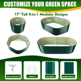 TBMLC 17" Tall Elevated Oval Metal Raised Garden Bed - 5ft x 2ft in Size and 0.8MM Thick Durable Planter Bed/Box for Vegetables Flowers Succulent at Patio/Garden Outdoor (Dark Green, 5X2X1.4 FT) TBMLC