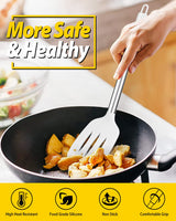 Pack of 2 Silicone Solid Turner, Non Stick Slotted Kitchen Spatulas, High Heat Resistant BPA Free Cooking Utensils, Ideal Cookware for Fish, Eggs, Pancakes(White) BUNDLEPRO