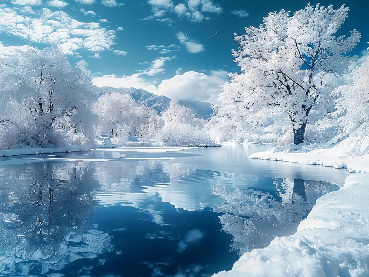 DIY Diamond Painting White Snow Lake Forest Scene Full Square Drill Kits Winter Scenery Embroidery Cross Stitch Mosaic Art for Adults and Kids Relax and Home Wall Decor Christmas 16x12IN WoodArtSupply