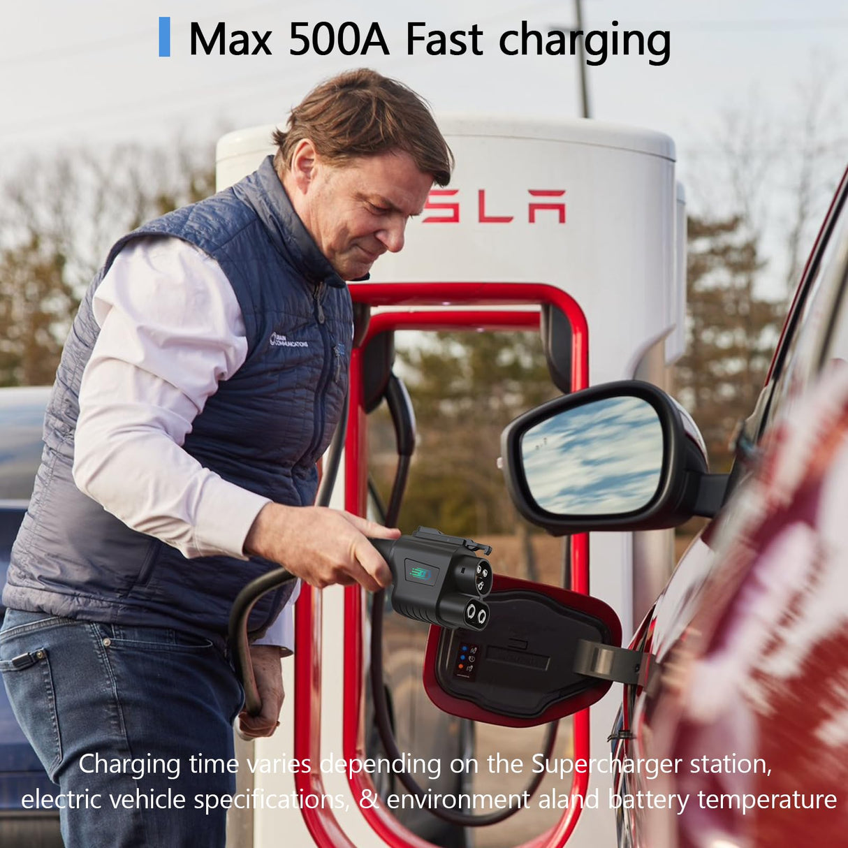 Supchargadap NACS to CCS Adapter, Electric Vehicle NACS to CCS1 Adapter for Tesla Supercharger, Max 500Amps-1000V for Tesla V3/V4 DC Fast Charging Stations, for Ford, Rivian, GMC, Chevrolet, Cadillac Supchargadap