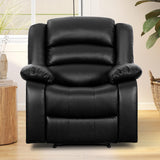 ANJ Black Recliner Chair Set of 2, with Overstuffed Arm and Back, Breathable Faux Leather Manual Reclining Chairs, Living Room Single Sofa Recliners ANJ