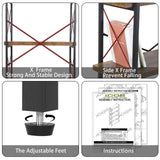 HCHQHS Bookshelf, 5-Tier Industrial Bookcase, Rustic Open Book Shelf, Freestanding Tall Bookshelves with Metal Frame HCHQHS