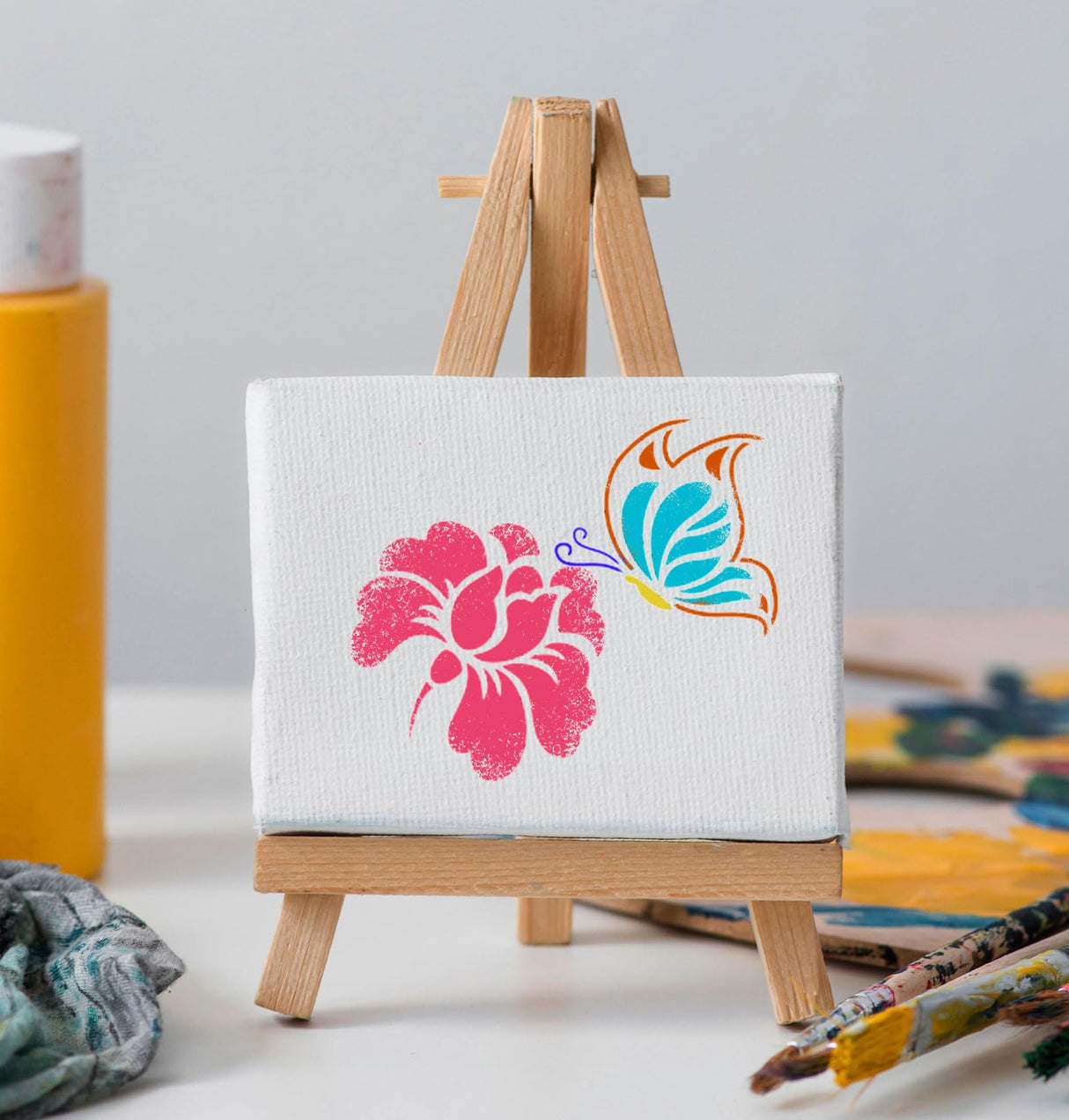 Stencils for Painting, 64pcs 3 Inch Stencils for Crafts Reusable Rock Painting Stencils Plastic Reusable Stencils for Painting on Wood Wall Tile Home Decor Felixcraft