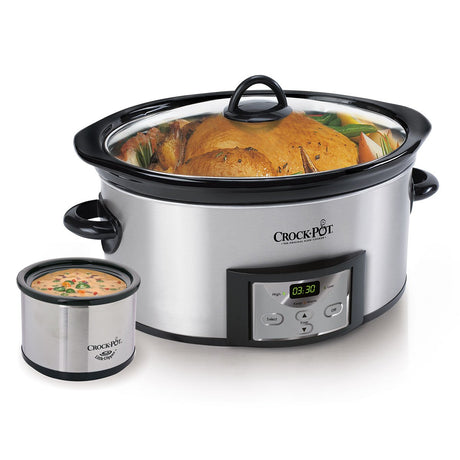 Crock-Pot 6-Quart Countdown Programmable Oval Slow Cooker with Dipper, Stainless Steel, SCCPVC605-S Crock-Pot