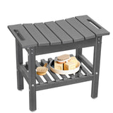 Restcozi HDPE Shower Bench Inside Shower Stool with Space-Efficient Storage Shelf, Shower Bath Chairs Spa Stool for Bathroom - Great for All Ages Unisex Elderly (Grey, Large & 19.3 * 11.8 * 17.3) Restcozi