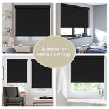 SUNOFF Cordless Blackout Roller Shades Blinds for Windows Free-Stop,Pull Down Room Darkening with Valance,Thermal Insulated Woven Fabric Window Door Blinds for Home,Office,Black 45" W x 72" L sunoff