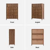 XUZENEST 5 Drawer Dressers for Bedroom, Modern Closet Chest of Drawers with Waveform Fluted Panel, Large Wood Storage Dresser Organizer for Nursery Bedroom Living Room Hallway Closet, Walnut XUZENEST