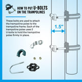 Machrus Upper Bounce Trampoline Safety Enclosure Set for 7.5 FT 10FT 12FT 13FT 14FT 15FT Frames - Includes Net, Poles & Hardware - Installs Outside Frame Upper Bounce