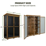 Outdoor Storage Cabinet Wood & Metal with Waterproof Roof, Garden Tool Shed with 4 adjustable reinforced feet with metal brackets, 3 Removable Shelves, 6 T-Hinge, Magnetic door,18.1"D x 49"W x 68.5"H Gowoodhut