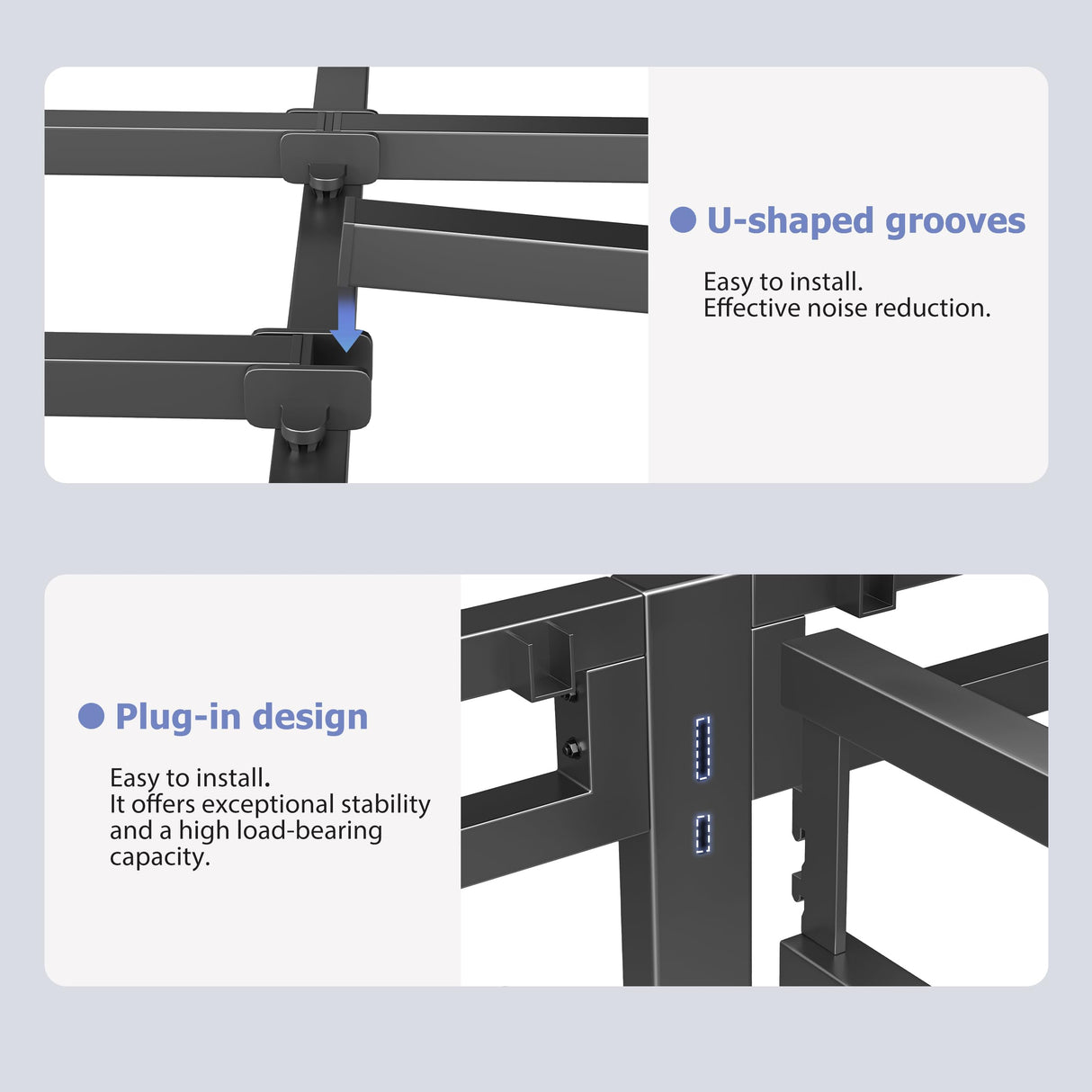 NKZ 24 Inch Queen Size Bed Frame, Metal Bed Frame & Box Spring 2 in 1 Platform with Round Corner Legs, 4000Lbs Heavy Duty Metal Frame, Mattress Slide Stopper, Headboard Hole, Noise-Free, Easy Assembly NKZ