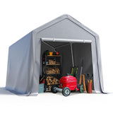 Quictent Heavy Duty 8x12FT Carport Shelter with Roll-Up Mesh Windows, Portable Garage Canopy for Motorcycle Storage, Outdoor Equipment, Patio Furniture Cover - Silver Gray Quictent