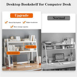 2-Tier Black Desktop Bookshelf Organizer for Efficient Home Office & Dorm Storage Oisei