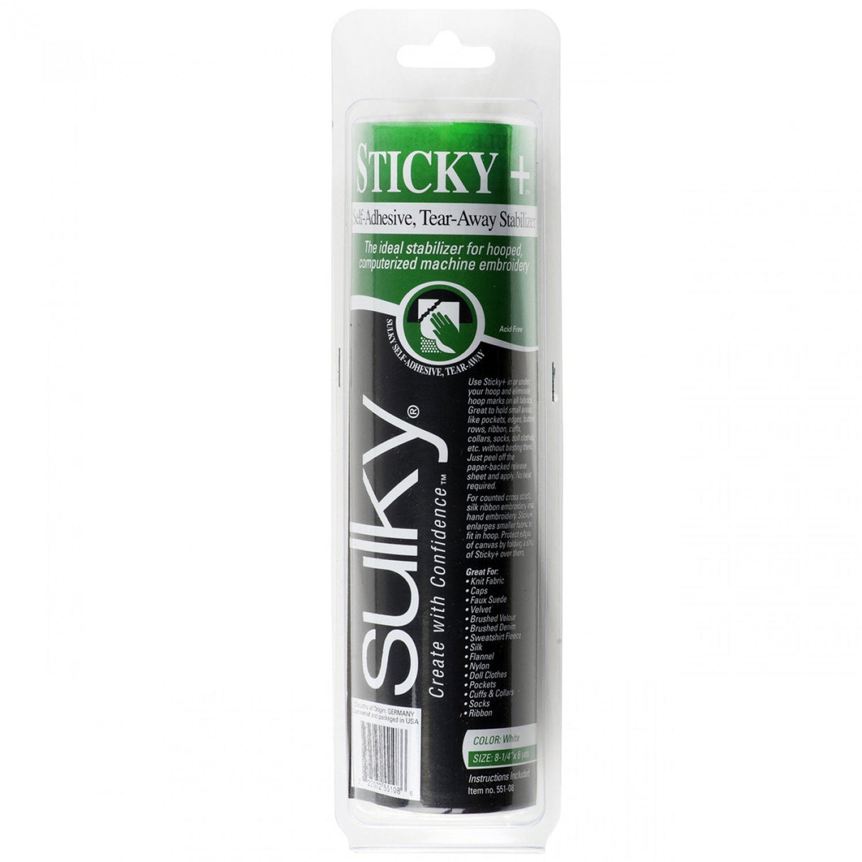 Sulky 100569 Sticky Self-Adhesive Tear-Away Stabilizer Roll, 8.25" X6yd, Clear (551-08), 1Pack Sulky