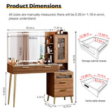 Vanity Desk with 29.53" HD Lighted Mirror, 47.24" Big Modern Vanity Desk with Mirror and Lights, Makeup Vanity with 5 Drawers and Storage Shelves and Charging Station,Brown Arulvmrn