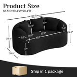 68.5" Loveseat Sofa for Living Room, Modern Luxury Plush Chenille Extra Deep Seat Curved Cloud Floor Couch with 3 Throw Pillows for Small Spaces, No Assembly Needed, Black DAMAIFROM