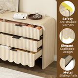 CLLASOU 6 Drawer Dresser for Bedroom, Wood Storage Dresser with Drawers and Metal Handle, Fluted Dressers TV Stand, Modern Closet Chest of Drawers for Bedroom (Beige) CLLASOU