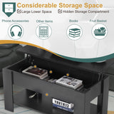 PayLessHere Coffee Table Lift Top Coffee Tables with Hidden Compartment and Storage Shelf Wooden Lift Tabletop Dining Table for Living Room Home (Black, 39" D x 28" W x 24" H) PayLessHere