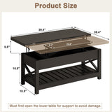 ChooChoo Coffee Table Lift Top, Multi-Function Convertible Coffee Table with Storage and Hidden Compartment, Coffee Table Converts to Dining Table for Living Room, 40 Black ChooChoo