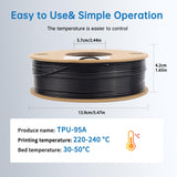 LOTACTREE TPU Filament 1.75mm 250g (0.55lb) Black, 95A Flexible Rubber-Like 3D Printer Filament, High Elasticity +/-0.03mm Accuracy, Tangle-Free Spool for FDM Printers Lotactree